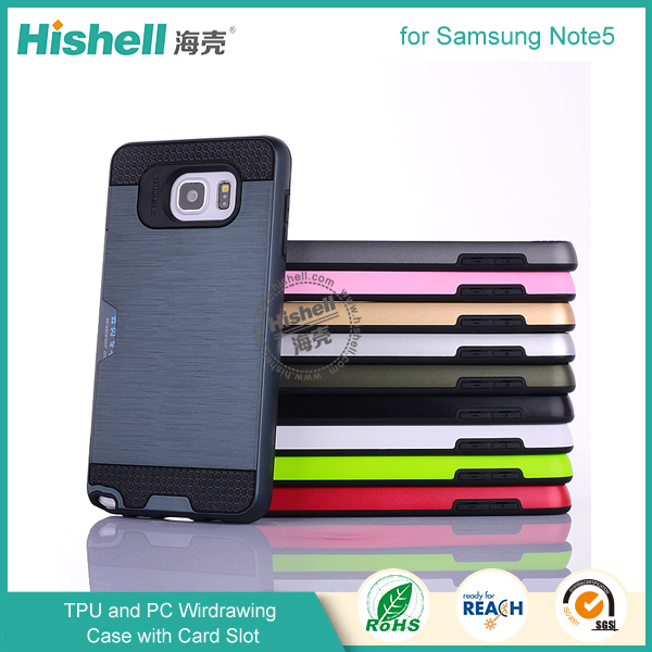 High Quality TPU and PC Wirdrawing Case for Samsung Note5