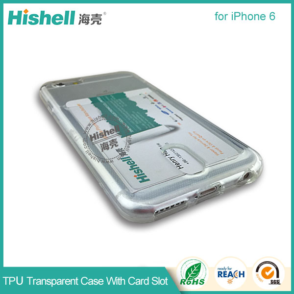 TPU Transparent Mobile Phone Case with Card Slot for iPhone 6