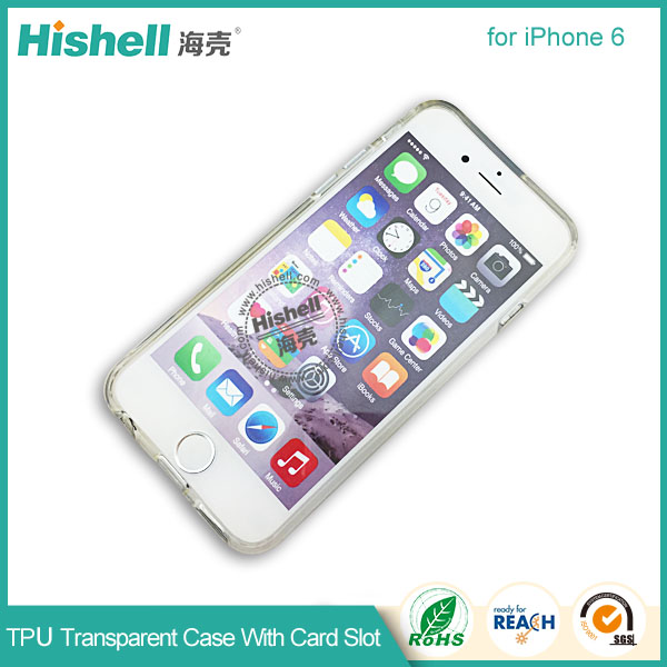 TPU Transparent Mobile Phone Case with Card Slot for iPhone 6