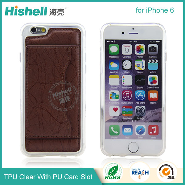 TPU Clear with PU Card Solt Phone Case for iPhone 6