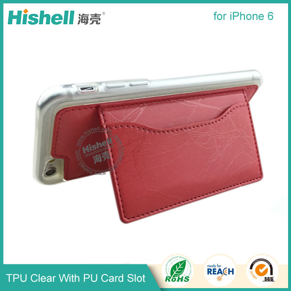 TPU Clear with PU Card Solt Phone Case for iPhone 6