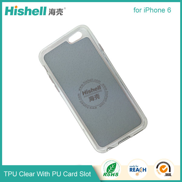 TPU Clear with PU Card Solt Phone Case for iPhone 6