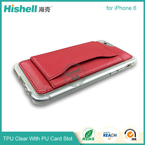 TPU Clear with PU Card Solt Phone Case for iPhone 6