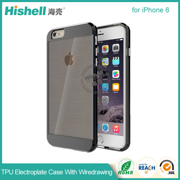 TPU Electroplate Phone Case with Black Wiredrawing for iPhone 6