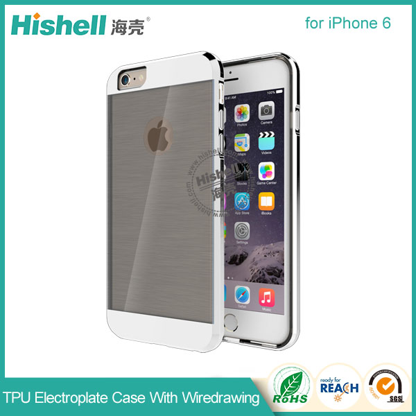 TPU Electroplate Phone Case with Black Wiredrawing for iPhone 6