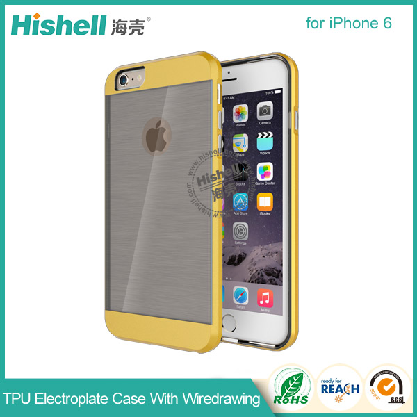 TPU Electroplate Phone Case with Black Wiredrawing for iPhone 6