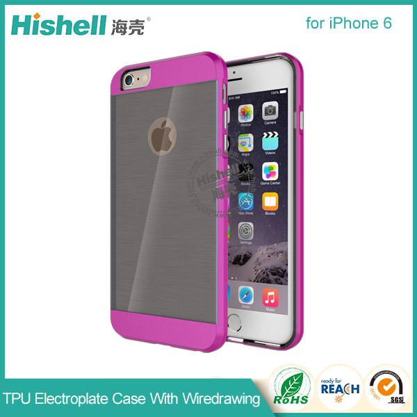 TPU Electroplate Phone Case with Black Wiredrawing for iPhone 6