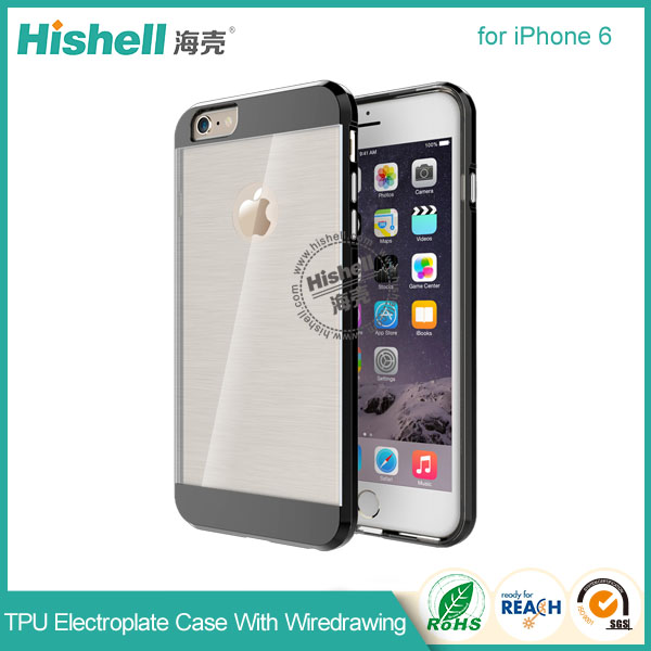 TPU Electroplate Phone Case with Clear Wiredrawing for iPhone 6