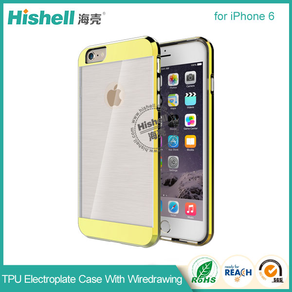 TPU Electroplate Phone Case with Clear Wiredrawing for iPhone 6