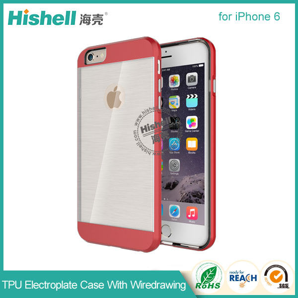 TPU Electroplate Phone Case with Clear Wiredrawing for iPhone 6