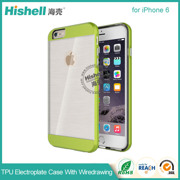 TPU Electroplate Phone Case with Clear Wiredrawing for iPhone 6