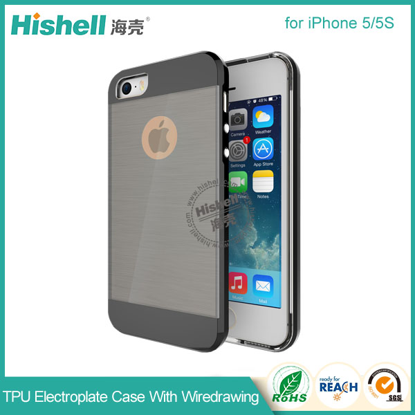 TPU Electroplate Phone Case with Black Wiredrawing for iPhone 5