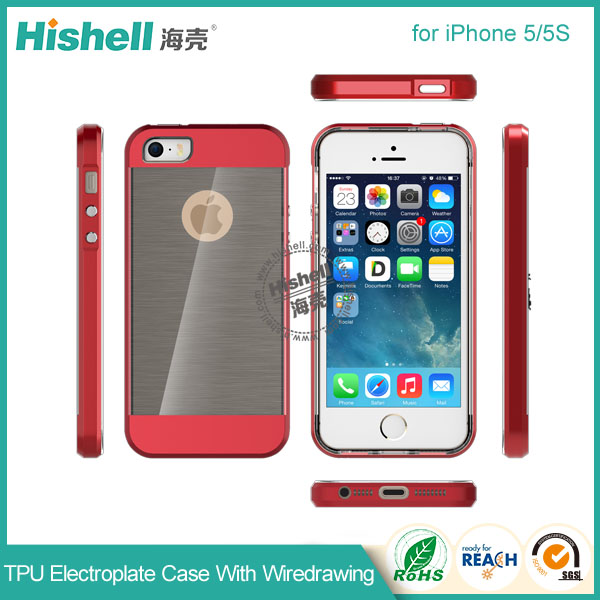 TPU Electroplate Phone Case with Black Wiredrawing for iPhone 5
