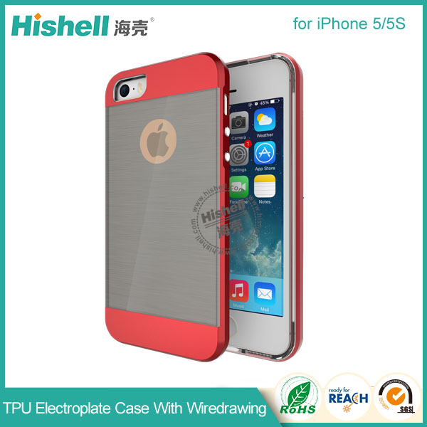 TPU Electroplate Phone Case with Black Wiredrawing for iPhone 5