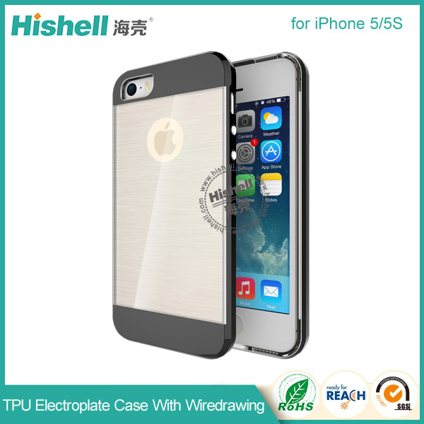 TPU Electroplate Phone Case with Clear Wiredrawing for iPhone 5