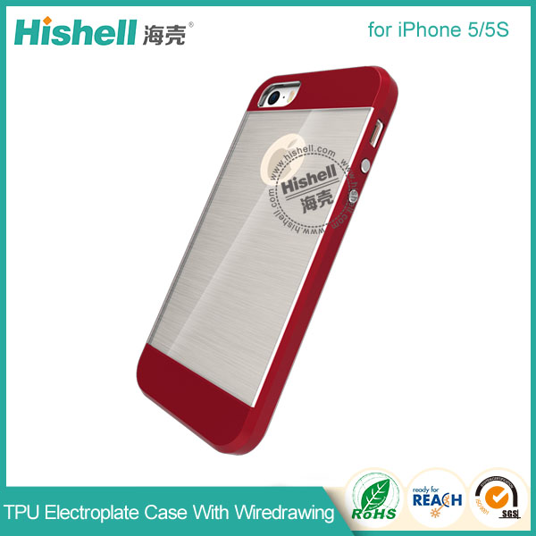 TPU Electroplate Phone Case with Clear Wiredrawing for iPhone 5