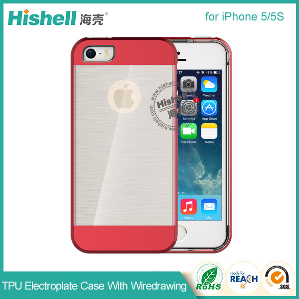 TPU Electroplate Phone Case with Clear Wiredrawing for iPhone 5