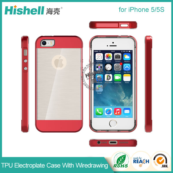 TPU Electroplate Phone Case with Clear Wiredrawing for iPhone 5