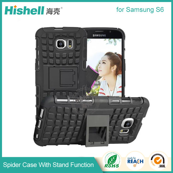 Hybrid PC and TPU Mobile Phone Case with Stand Function for Samsung S6