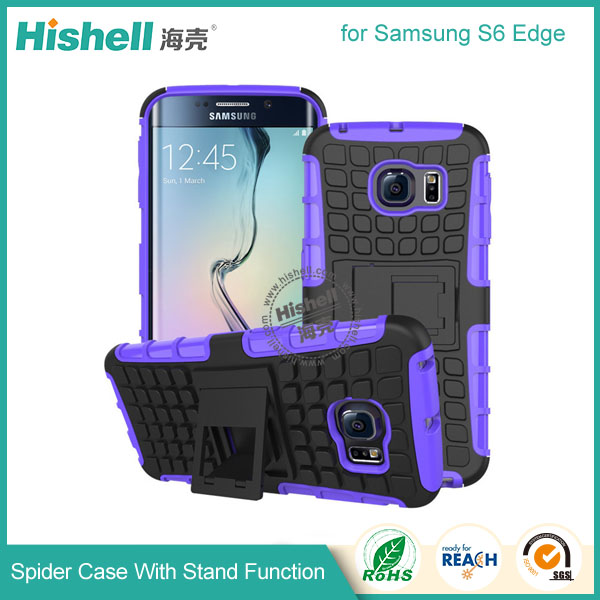 Hybrid PC and TPU Mobile Phone Case with Stand Function for Samsung S6 Edge