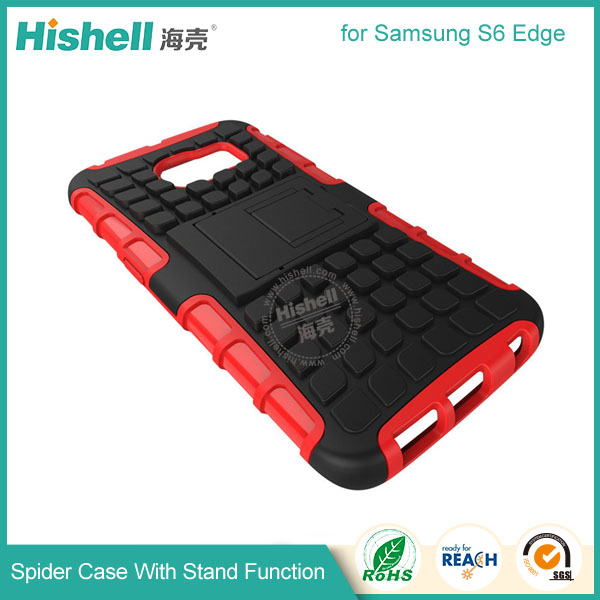 Hybrid PC and TPU Mobile Phone Case with Stand Function for Samsung S6 Edge