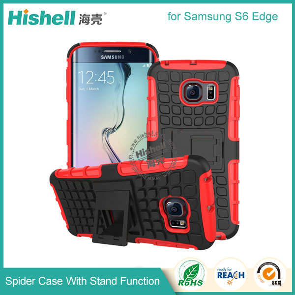 Hybrid PC and TPU Mobile Phone Case with Stand Function for Samsung S6 Edge
