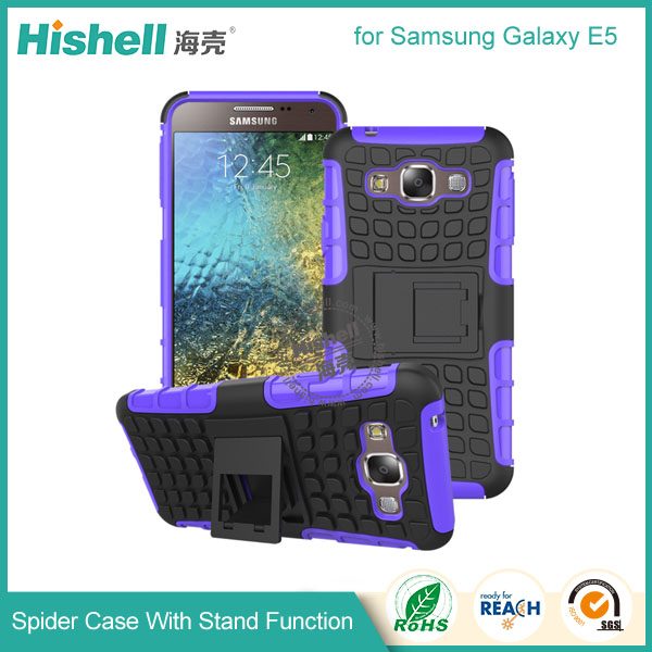 Hybrid PC and TPU Mobile Phone Case with Stand Function for Samsung Galaxy E5