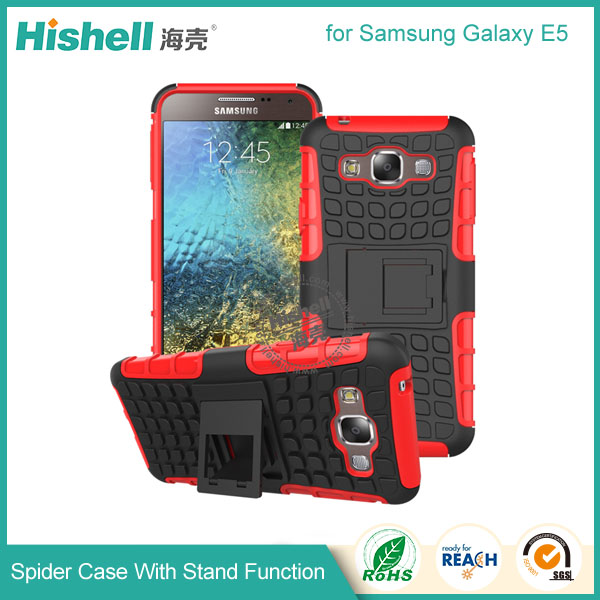 Hybrid PC and TPU Mobile Phone Case with Stand Function for Samsung Galaxy E5