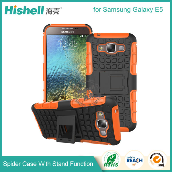 Hybrid PC and TPU Mobile Phone Case with Stand Function for Samsung Galaxy E5