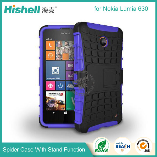 Hybrid PC and TPU Mobile Phone Case with Stand Function for Nokia Lumia 630