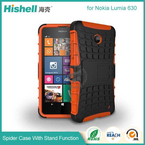 Hybrid PC and TPU Mobile Phone Case with Stand Function for Nokia Lumia 630