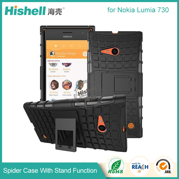 Hybrid PC and TPU Mobile Phone Case with Stand Function for Nokia Lumia 730