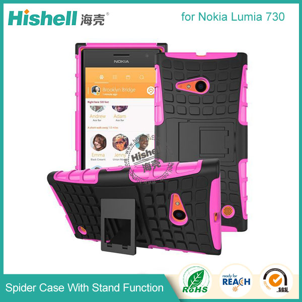 Hybrid PC and TPU Mobile Phone Case with Stand Function for Nokia Lumia 730