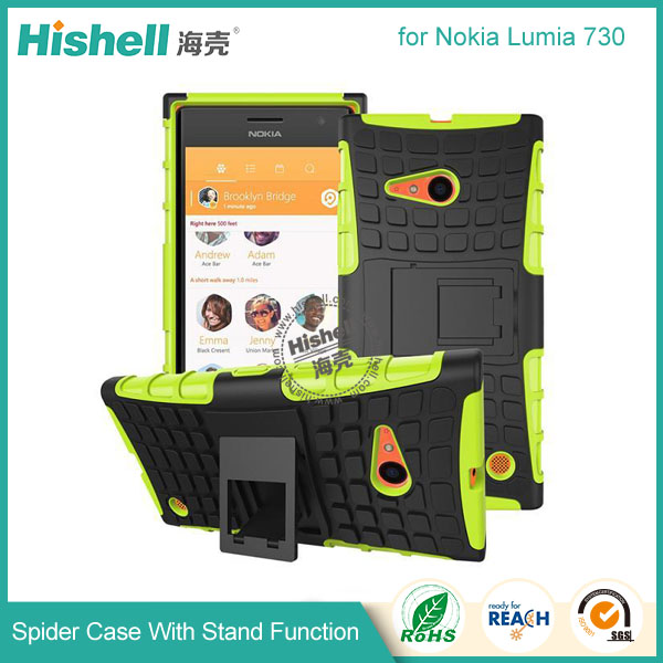 Hybrid PC and TPU Mobile Phone Case with Stand Function for Nokia Lumia 730
