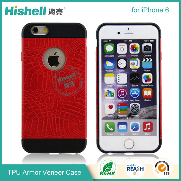 Hybrid Anti-shock Veneer Armor Protective Mobile Phone Cover for iPhone 6