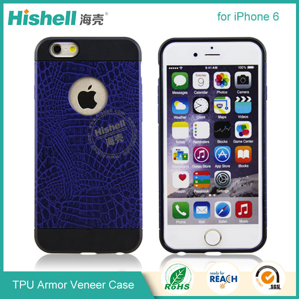 Hybrid Anti-shock Veneer Armor Protective Mobile Phone Cover for iPhone 6