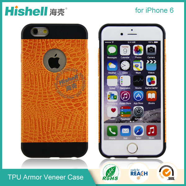 Hybrid Anti-shock Veneer Armor Protective Mobile Phone Cover for iPhone 6