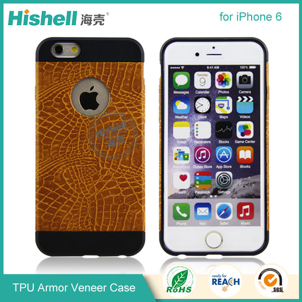 Hybrid Anti-shock Veneer Armor Protective Mobile Phone Cover for iPhone 6