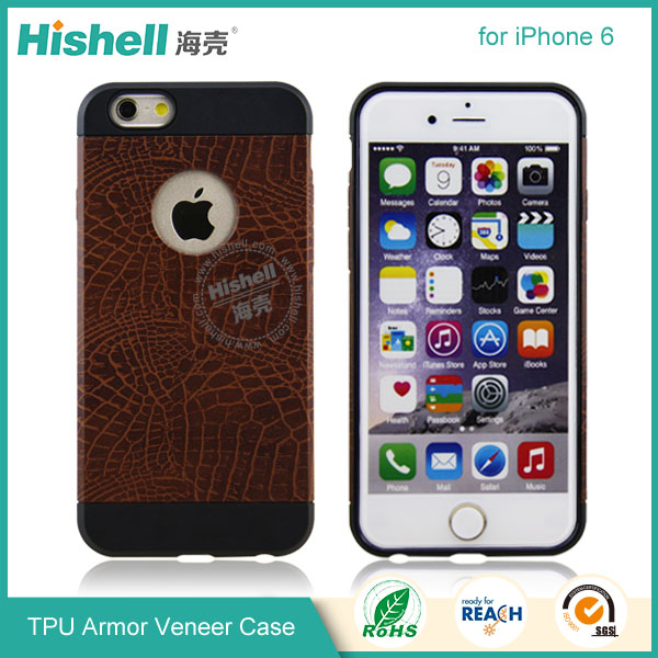Hybrid Anti-shock Veneer Armor Protective Mobile Phone Cover for iPhone 6