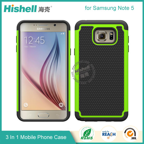 3 in 1 Football Grain Combo Mobile Phone Case for Samsung Note 5