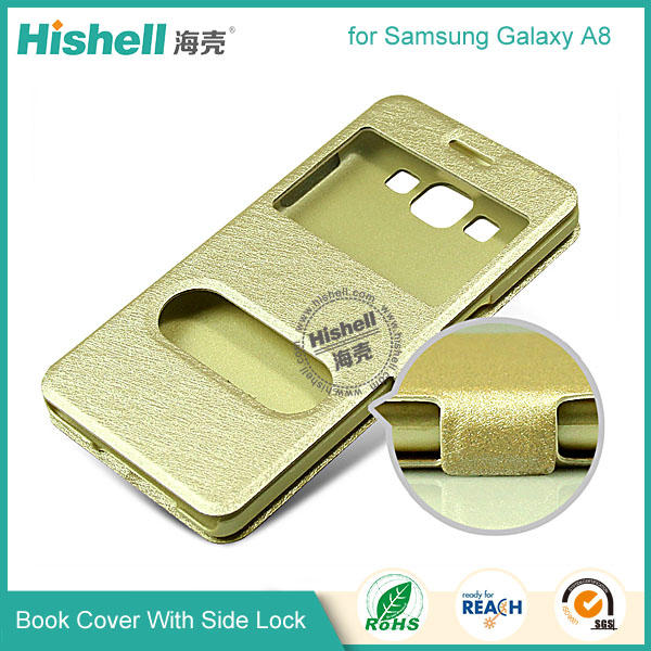 New Design Steel Wire Line Double Windows with PU leather Case for Samsung A8