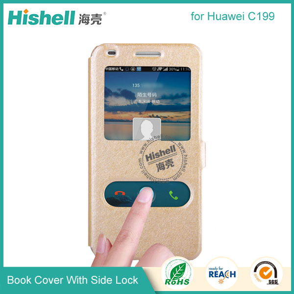 New Design Steel Wire Line Double Windows with PU Leather Case for Huawei C199