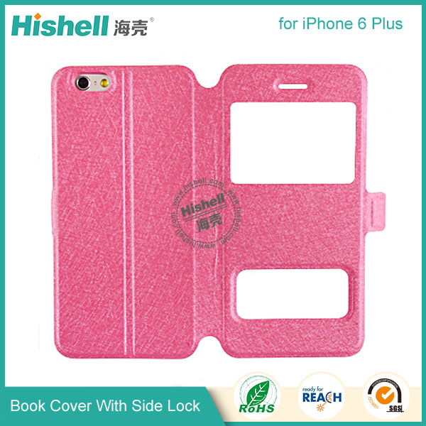 New Design Steel Wire Line Double Windows with PU leather Case for iPhone 6 Plus