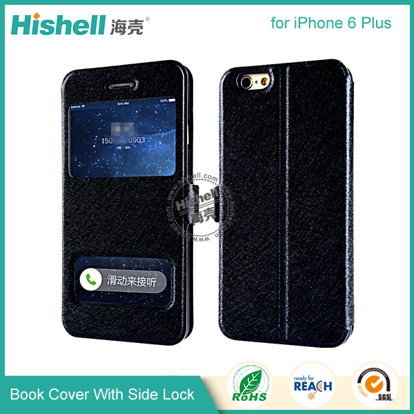 New Design Steel Wire Line Double Windows with PU leather Case for iPhone 6 Plus