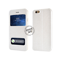 New Design Steel Wire Line Double Windows with PU leather Case for iPhone 6 Plus