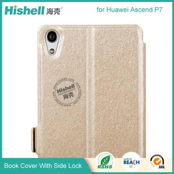 New Design Steel Wire Line Double Windows with PU leather Case for Huawei P7