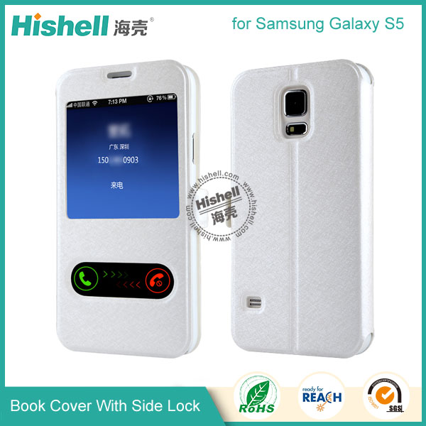 New Design Steel Wire Line Double Windows with PU leather Case for Samsung S5