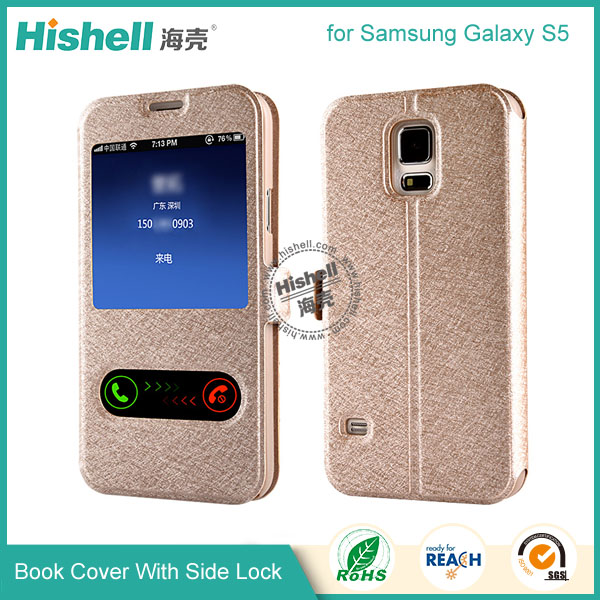 New Design Steel Wire Line Double Windows with PU leather Case for Samsung S5