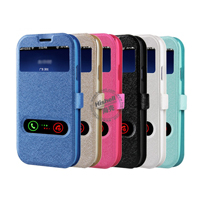 New Design Steel Wire Line Double Windows with PU leather Case for Samsung S3