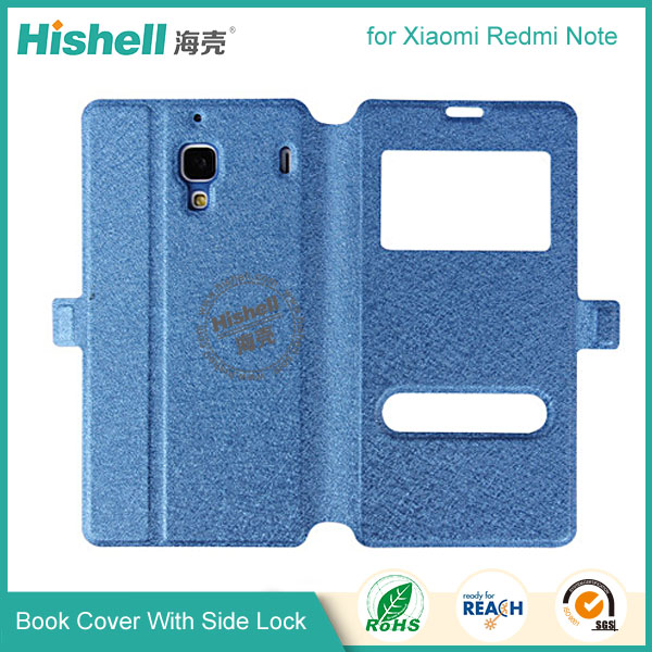 New Design Steel Wire Line Double Windows with PU Leather Case for Xiaomi Redmi Note